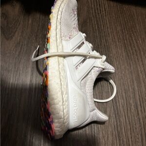 Adidas White Sneakers with Multicolor Sole